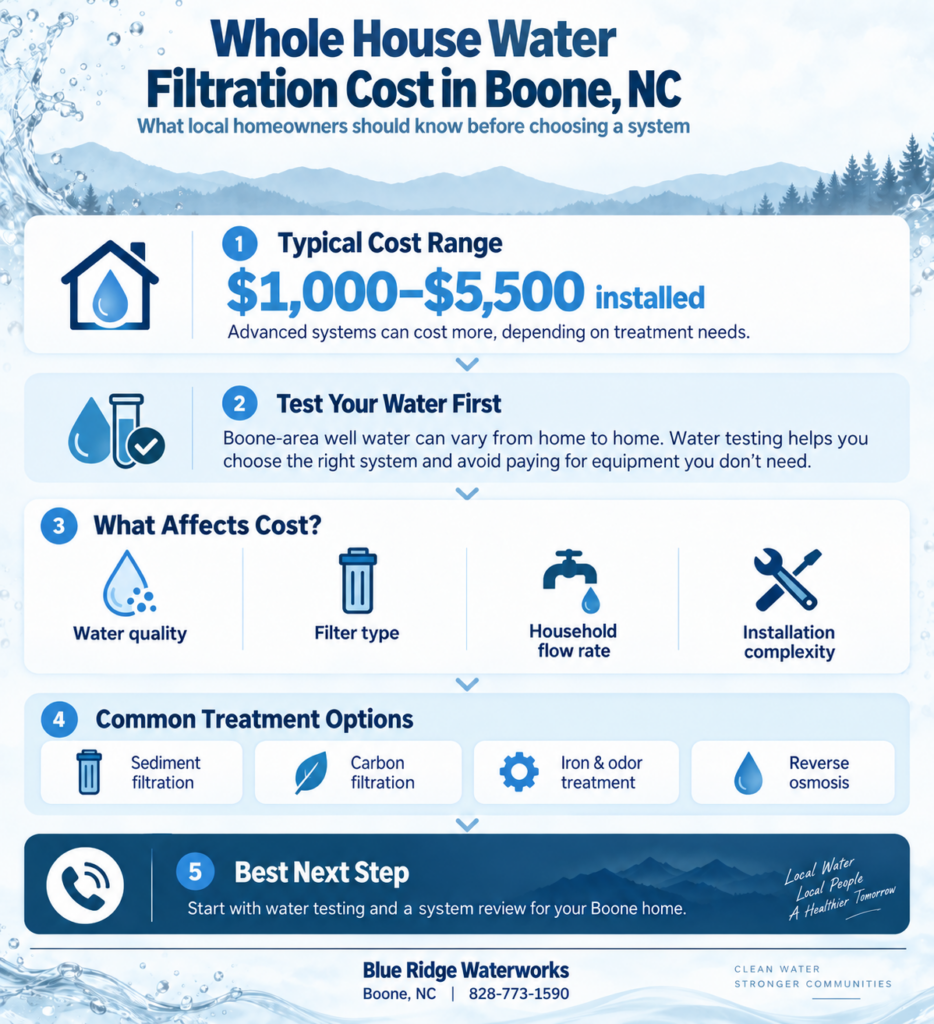 How Much Does a Whole House Water Filtration System Cost in Boone, NC? infographic | Blue Ridge Waterworks